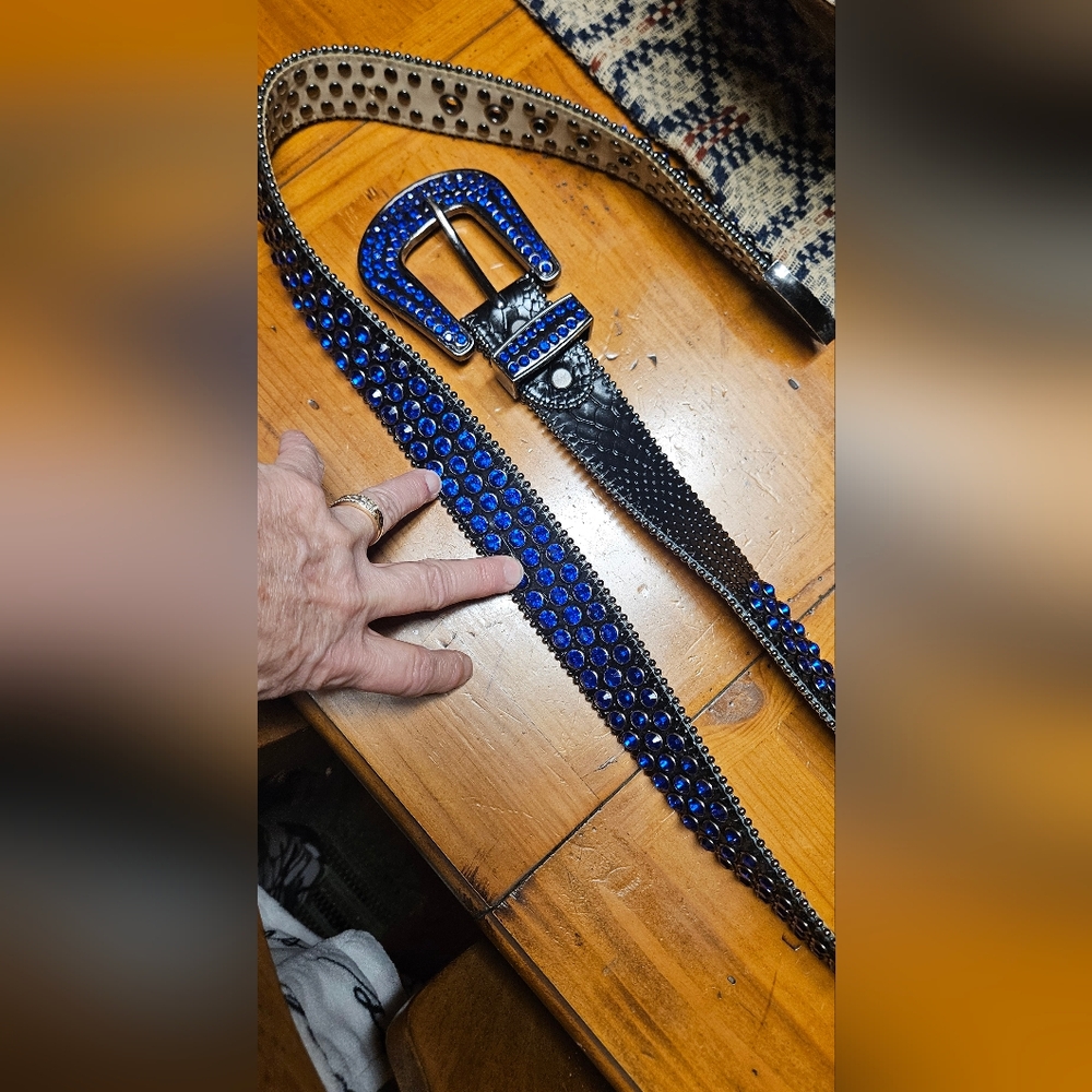 DNA Couture Black and Blue Studded Belt